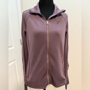 Purple zip up athleisure top